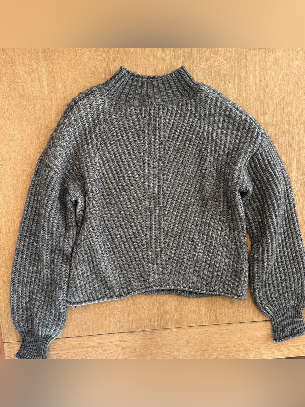 SO Goods For Life Charcoal Gray Chunky Ribbed Mock Neck Sweater M